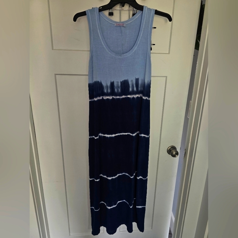 Fresh Produce Sleeveless Tie-Dye Maxi Dress Medium Made in USA Rayon Blend